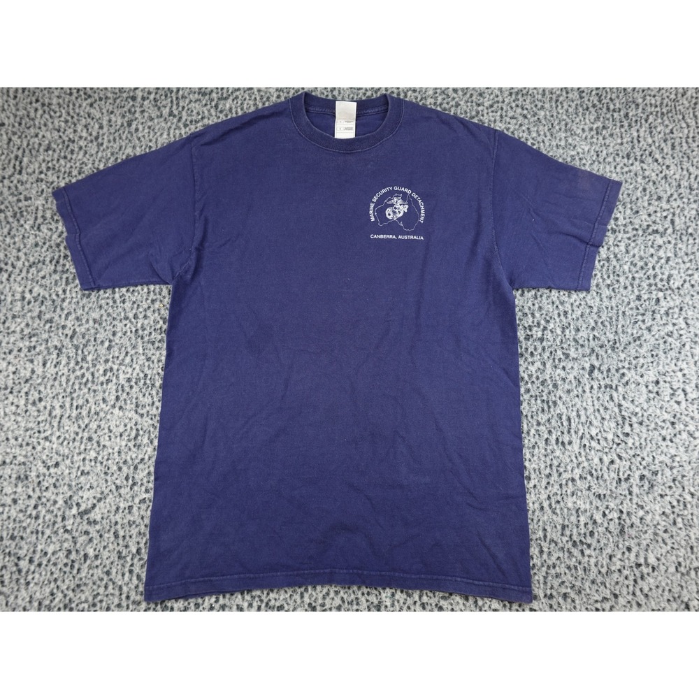 Fruit of the Loom T-Shirt Mens L Navy Blue Marine Detachment Canberra Australia